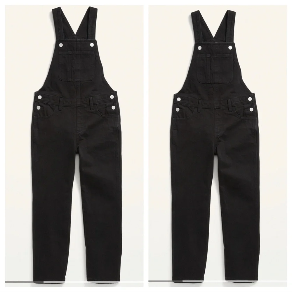 OLD NAVY Slouchy Straight Black-Wash Jean Overalls‎